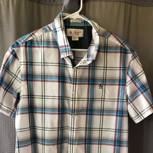 Men’s Original Penguin plaid button up shirt.